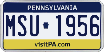 PA license plate MSU1956