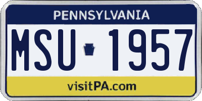 PA license plate MSU1957