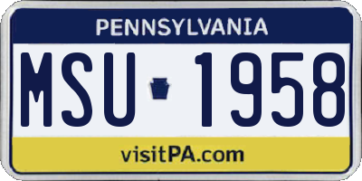 PA license plate MSU1958