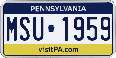 PA license plate MSU1959