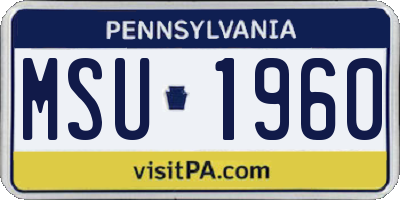 PA license plate MSU1960
