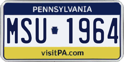 PA license plate MSU1964