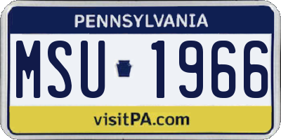 PA license plate MSU1966
