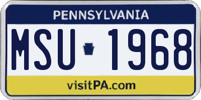 PA license plate MSU1968
