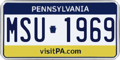 PA license plate MSU1969