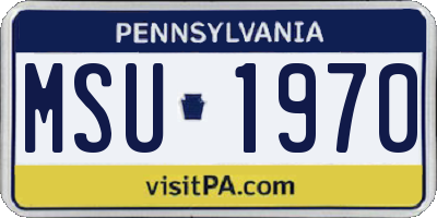 PA license plate MSU1970