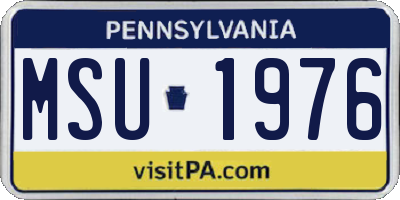 PA license plate MSU1976