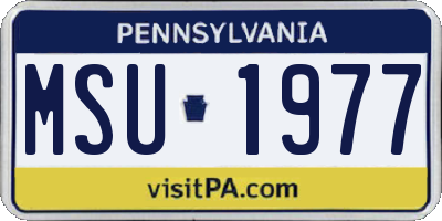 PA license plate MSU1977