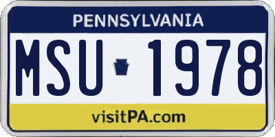 PA license plate MSU1978