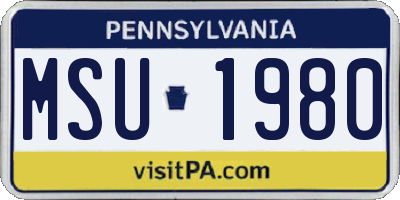 PA license plate MSU1980