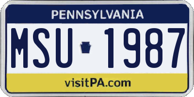 PA license plate MSU1987