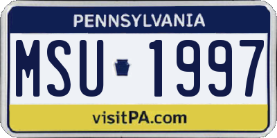 PA license plate MSU1997