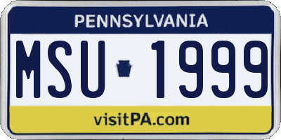 PA license plate MSU1999