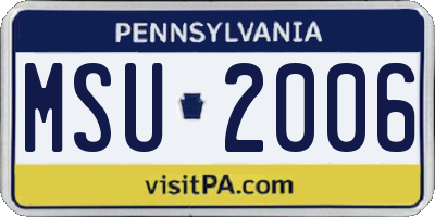 PA license plate MSU2006