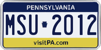 PA license plate MSU2012