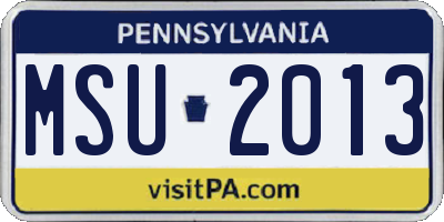 PA license plate MSU2013