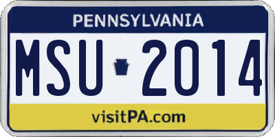 PA license plate MSU2014