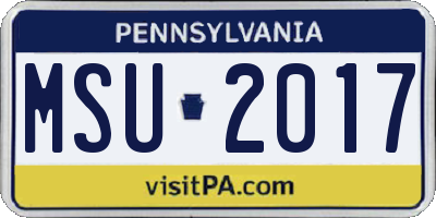 PA license plate MSU2017