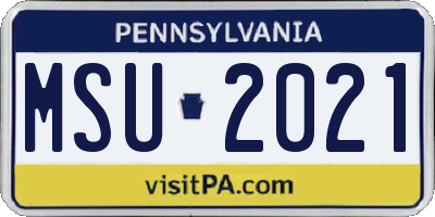 PA license plate MSU2021