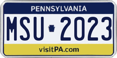 PA license plate MSU2023