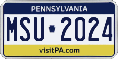 PA license plate MSU2024