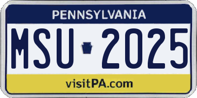 PA license plate MSU2025