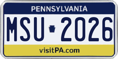 PA license plate MSU2026