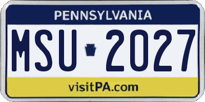 PA license plate MSU2027