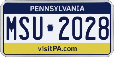 PA license plate MSU2028