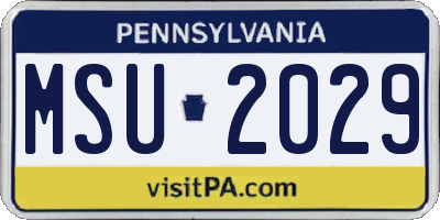 PA license plate MSU2029