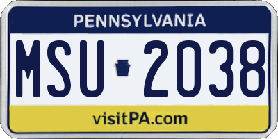 PA license plate MSU2038