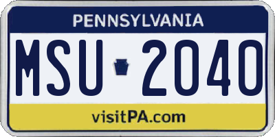 PA license plate MSU2040