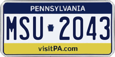 PA license plate MSU2043