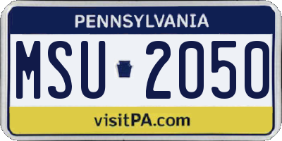 PA license plate MSU2050