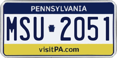 PA license plate MSU2051