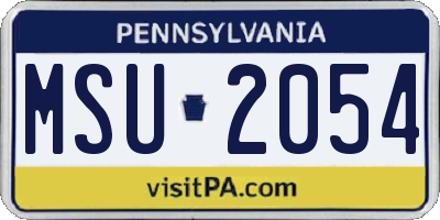 PA license plate MSU2054