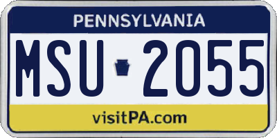PA license plate MSU2055