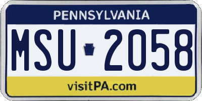PA license plate MSU2058