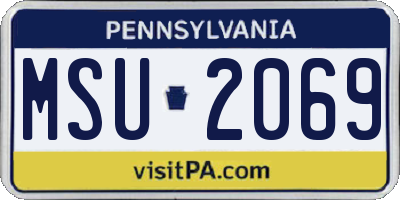 PA license plate MSU2069