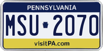 PA license plate MSU2070