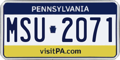 PA license plate MSU2071