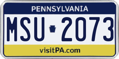 PA license plate MSU2073