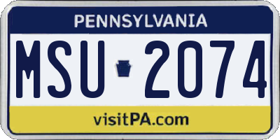 PA license plate MSU2074