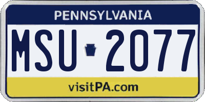 PA license plate MSU2077