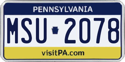 PA license plate MSU2078