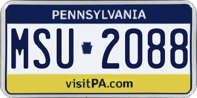 PA license plate MSU2088