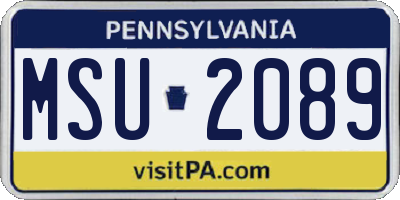PA license plate MSU2089