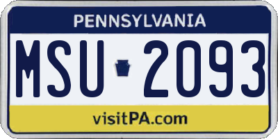 PA license plate MSU2093