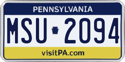 PA license plate MSU2094