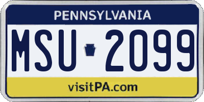 PA license plate MSU2099